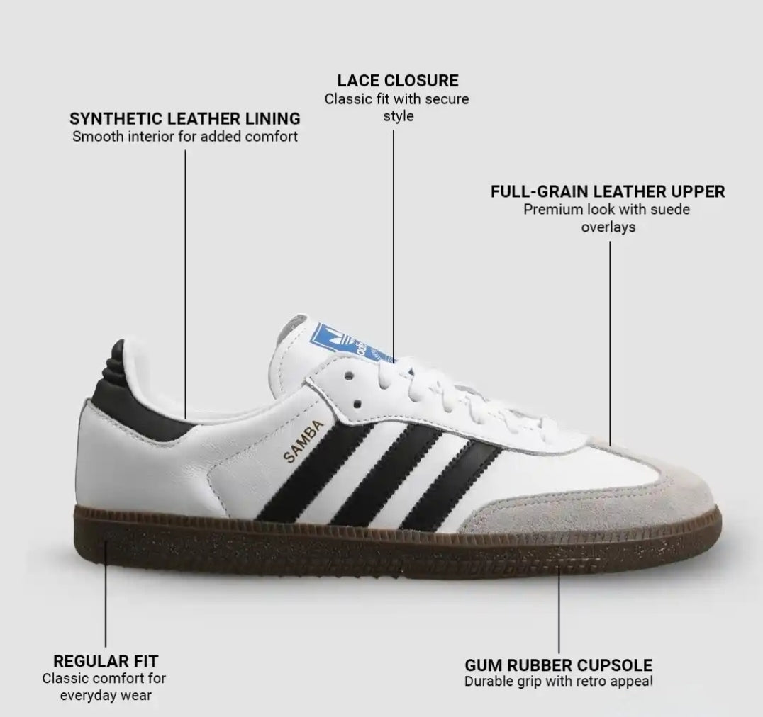 ADIDAS Originals Men White Samba Og Lace-Ups Sneakers
