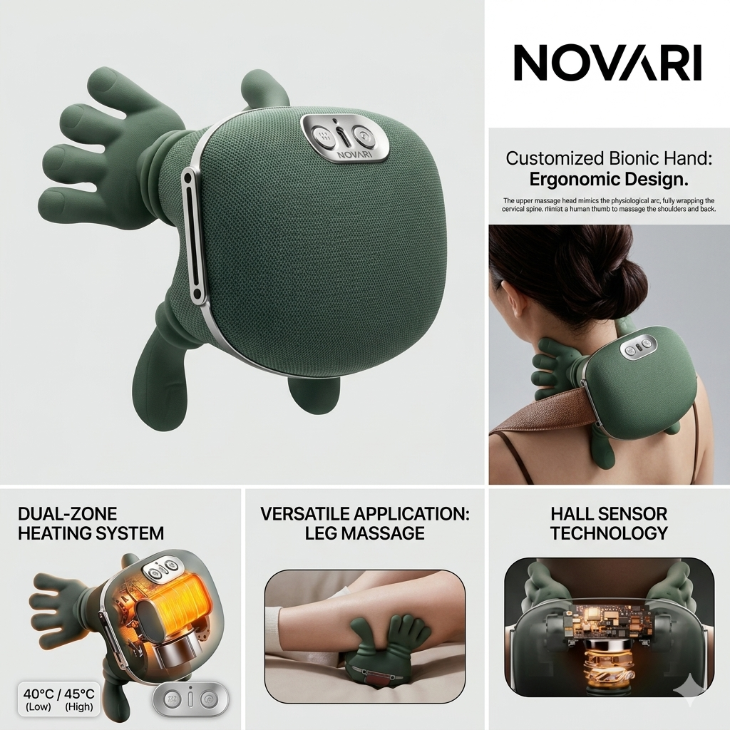 NOVARI™ Bionic Hand Neck & Shoulder Massager with Heat Therapy